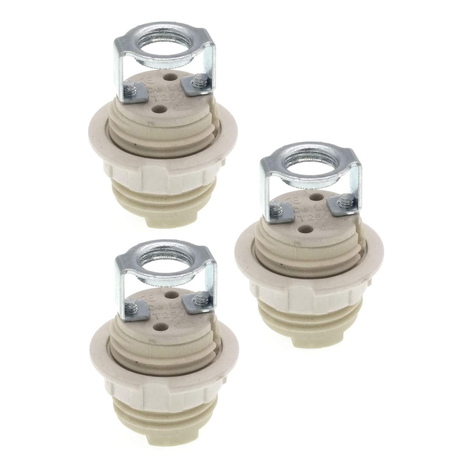 G9 Lamp Holders with Bracket,Pack of 3 G9 Threaded Ceramic Halogen Socket with Ring and for G9 Light Bulb (In-line) โ image 1
