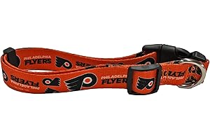 Littlearth NHL Pet Collar - Orange - Polyester - Officially Licensed Team Graphics and Team Name Display