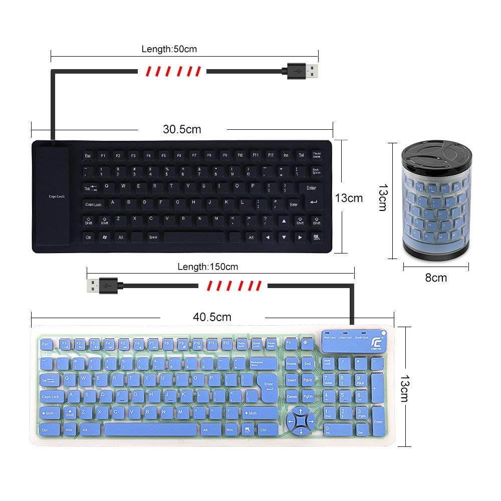 CHINFAI External Keyboard for Laptop Silicone Roll Up Folding Travel