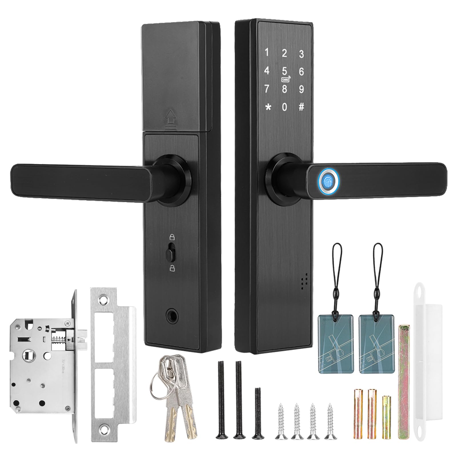 JJ. Accessory Touchscreen Smart Lock WiFi Touch Screen Fingerprint Password IC Card Smart Door Lock with Mechanical Key for Tuya