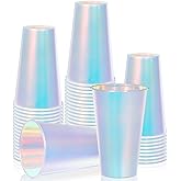 Jingmore 50 Pcs Iridescent Plastic Cups Disposable Bachelorette Party Cups Drinking Party Decorations Birthday Supplies Camping Indoor Outdoor Events Beverage(16 oz, Frosted)