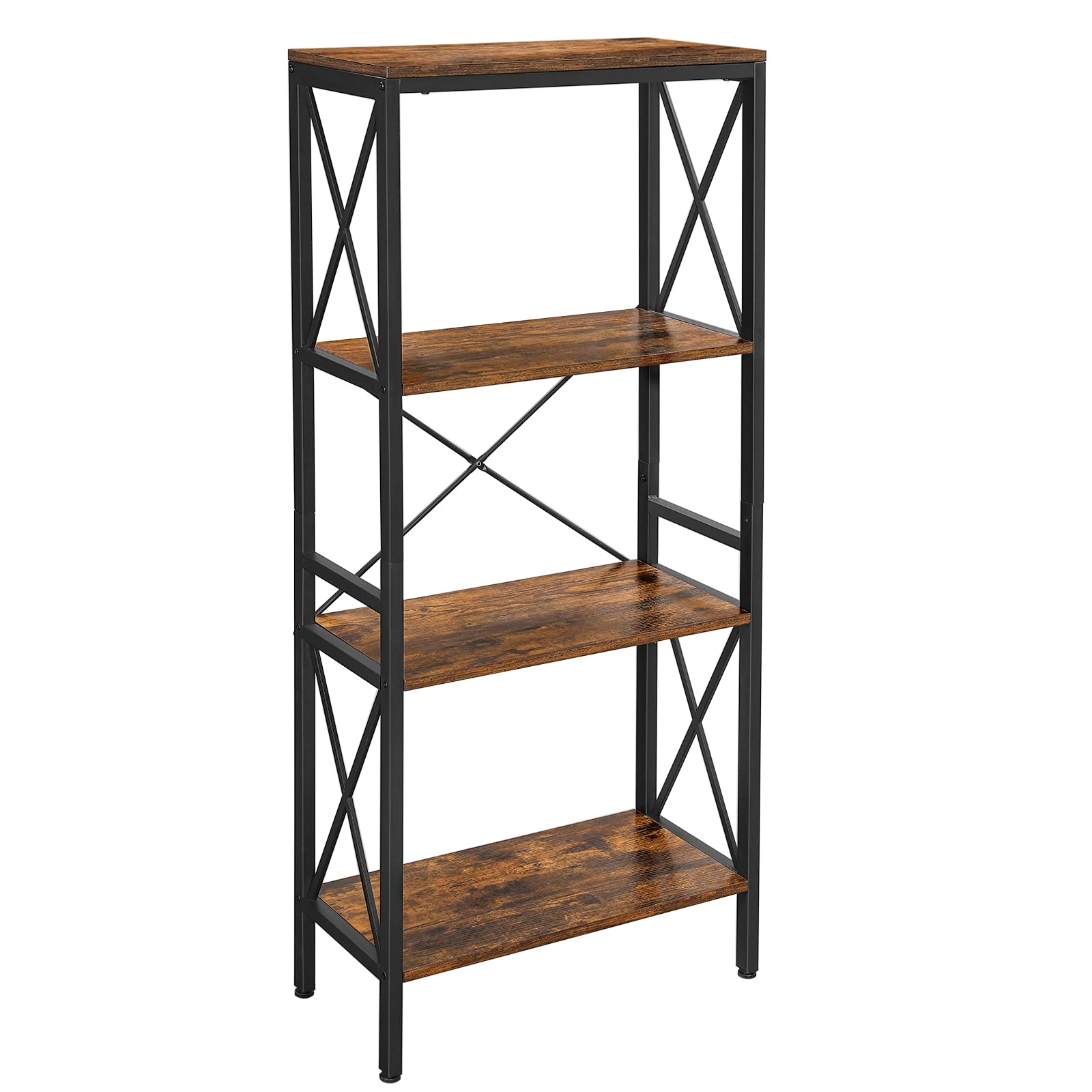 VASAGLE DAINTREE Bookshelf, Kitchen Shelf, Free Standing Shelf, Ladder Rack with 4 Open Shelves, for Kitchen, Office, Stable Steel Frame