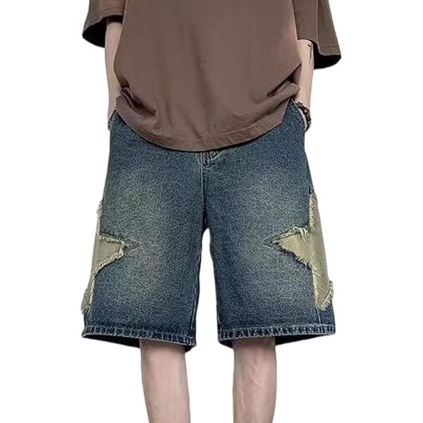 Y2K Baggy Jorts Jean Shorts Uomo Jeans strappati Jeans Jeans Oversized Jeans Unisex Y2K Shorts Grunge Hip Hop Pantaloni Teenager Streetwear Pantaloni cargo Bermuda Shorts, A1 blu., M