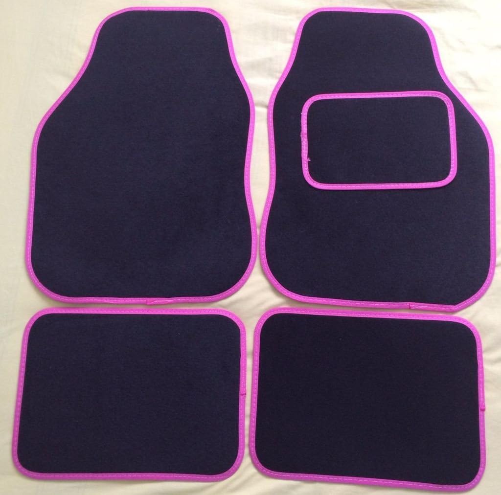 207 207 (2006 on) Universal Car Carpet Floor Mats Pink Trim Set Of 4 (Front Rear)