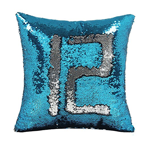 Reversible Pillow Covers Magic Mermaid Sequin Pillow Cushion Case 16 x 16 inch (No Pillow Insert)