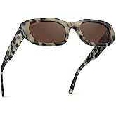 WearMe Pro - Women's Chunky Narrow Rectangular Sunglasses - Polarized, Lightweight Acetate, 100% UV Protection
