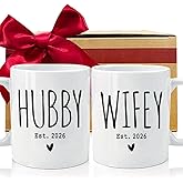CATABUBU Wedding Gifts for Couples 2026 - Mr and Mrs Gifts - Bridal Shower Valentine Gift, Wedding Ideas for Newly Wed, Bride, Future Mr & Mrs - Hubby Wifey Mugs Set 2026, Announcement to be Newlywed