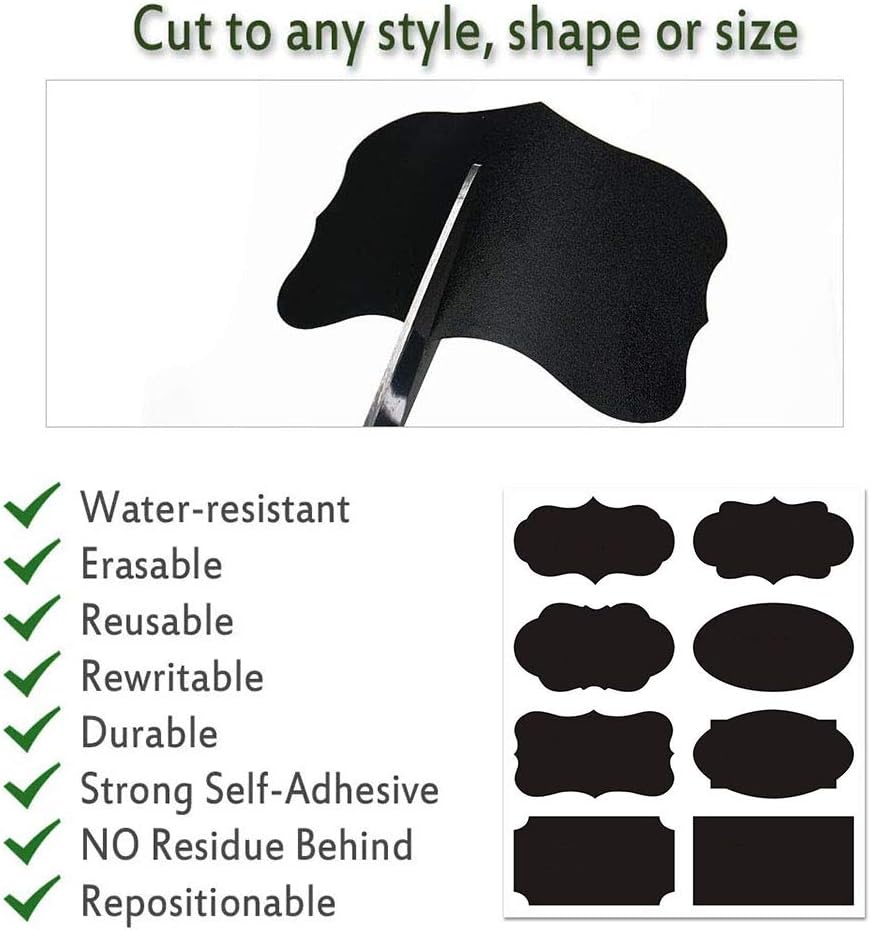 Chalkboard Labels Bulk (80PCS) - Mini Decorative Chalk Labels - Free Erasable Chalk Pen, Black stickes Labels for Food Storage Classification, Adhesive Blackboard Stickes Label : Office Products