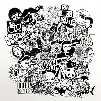 Greestick Sticker Bomb Set Schwarzweiß 60 Stk Aufkleber Stickerbomb