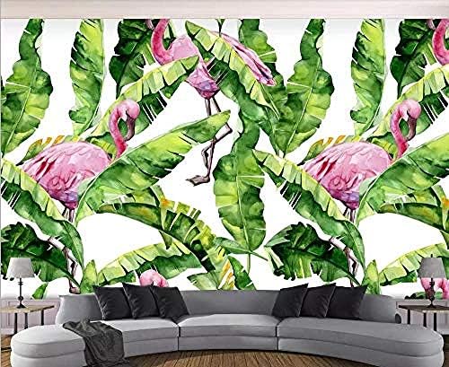 Wallpaper 3D Watercolor Banana Leaf Flamingo Hand-Painted Modern Living Room Bedroom Large Mural Wall Decoration@430cmx300cm Wall Sticker Sticker Sticker Photo Mural Wallpaper
