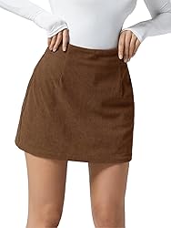 Wenrine Womens Mini Skirt High Waisted Basic Casual