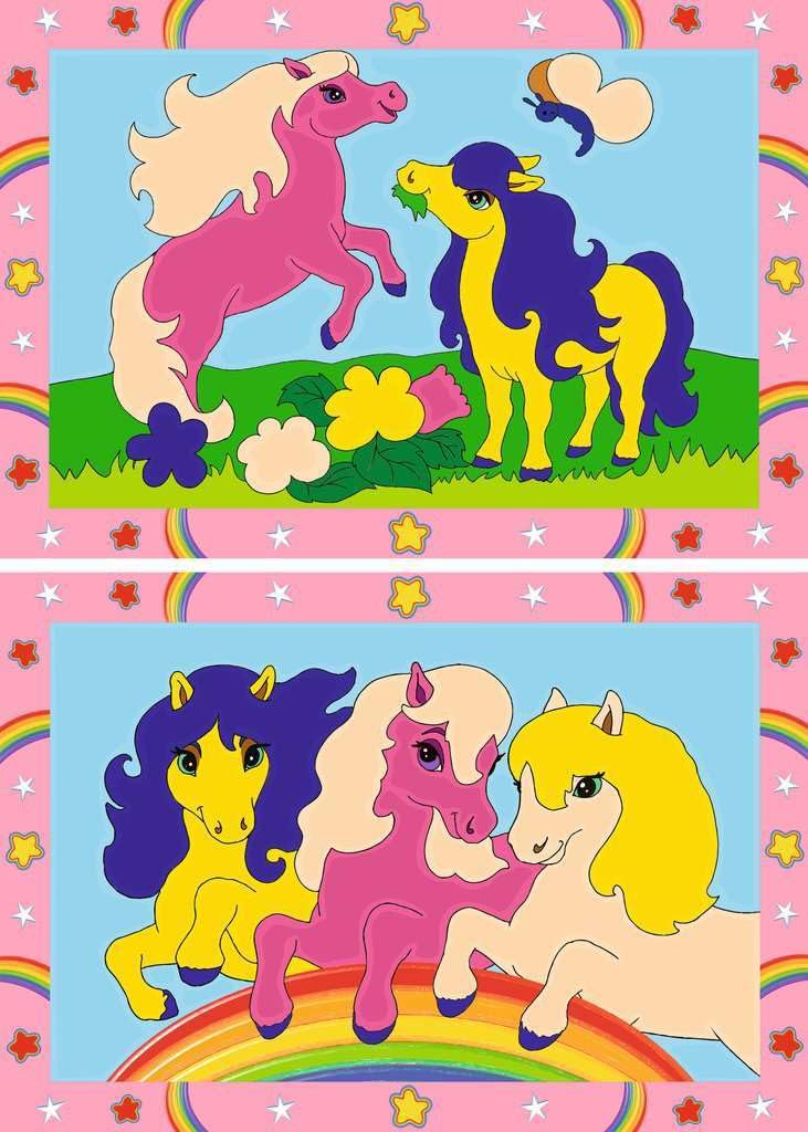 Ravensburger CreArt 27773 - Cute Ponies - Painting by Numbers Horses for Children from 5 Years, Painting Set with Frame, Brush and Acrylic Paints, Gift for Girls and Boys
