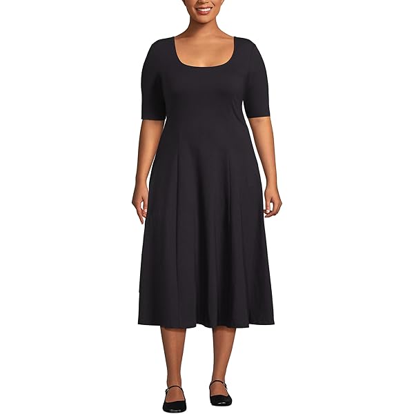 navy blue dress for baby girl Women's Poplin Square Neck Midi Tie Waist Dress main image 0