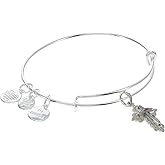 Alex and Ani Floral Cross Charm Bangle Bracelet