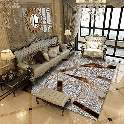 Large Area Rugs For Office, Non Skid Thick Soft Cozy Silent Carpets For Living Room, Modern Minimalist Deep Orange And Gray Print Art Home Decor Indoor Floor Mats