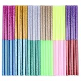 COCODE 12 Colors 60Pcs Hot Glue Gun Sticks 7mm by 10cm Hot Melt Glue Sticks Mini Glitter for DIY Art Craft Woodworking