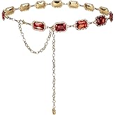 ILuvatar Green Glass Diamond Chain Belt - Metal Women's Western Style Dress Belt