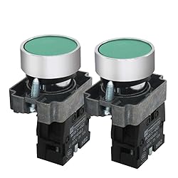 mxuteuk 2pcs 1 NO 22mm Green Momentary Push Button