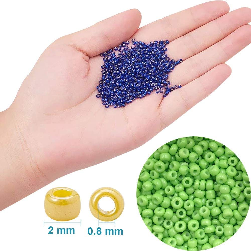 EuTengHao 14400pcs Glass Seed Beads Small Craft Beads for DIY Bracelet Necklaces Crafting Jewelry Making Supplies with Two 0.5mm Clear Bracelet String (600Pcs Per Color - Image 4