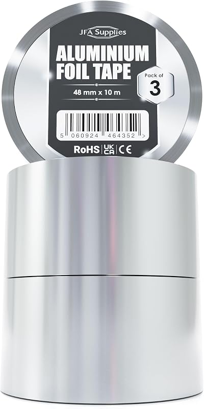 JFA Supplies Aluminium Heat Resistant Foil Tape 48mm x 10m Pack of 3