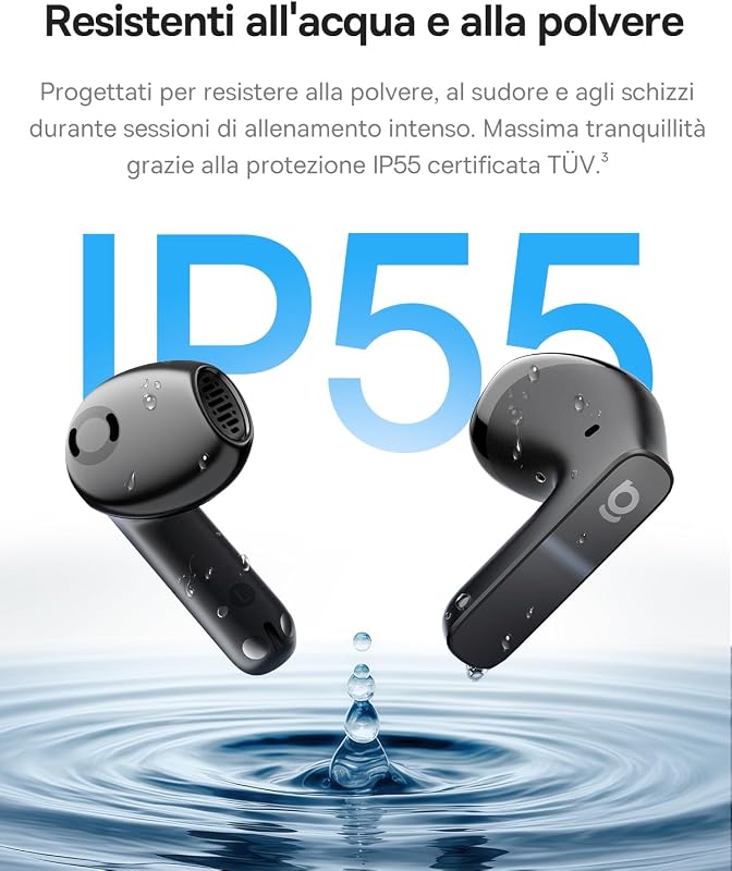 BS1 NC Cuffie Bluetooth Semi In Ear, Auricolari Bluetooth 6.0 Cancellazione Rumore, Cuffie In Ear con ANC, Driver 13 mm, Cuffiette Bluetooth con Hi-Res & LDAC, 6-Mic AI, IP55, 40 Ore