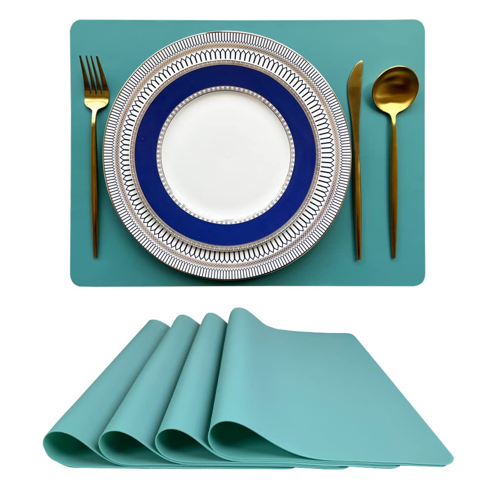 Placemats, Set of 4 Silicone Dining Table Mats, Heat Resistant Anti Skid Placemats for Home Kitchen and Restaurant Table, Washable Easy to Clean Table Mats