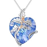 TOUPOP Birth Flower Necklace 925 Sterling Silver Birth Month Floral Pendant Necklace Birthstone Crystal Jewelry Birthday Christmas Gifts for Women