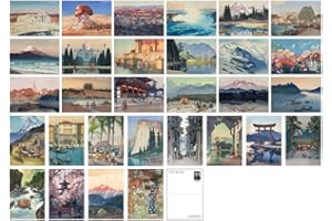 HOSTEESSCHOICE Beautiful Art Postcards set of 30 Japanese Artist Hiroshi Yoshida Post card variety pack Famous Painting Scenery,4 x 6 Inches
