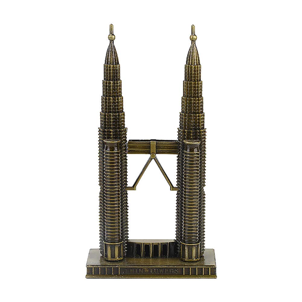 SUPERPOWER® World Famous Malaysia Petronas Twin Towers Architecture Model Bronze Metal Statues Kuala Lumpur Landmark Building Tourist Souvenirs Gifts Collectible Figurines Sculptures