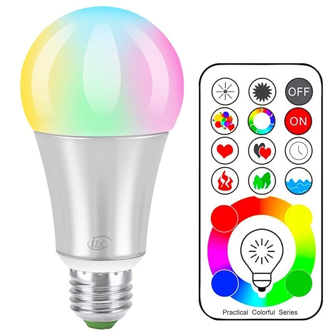iLC LED Farbige Leuchtmittel RGB+Weiß Lampe Edison Farbige Leuchtmitte Farbwechsel Lampen Scheinwerfer - 120 Farben RGBW - 10