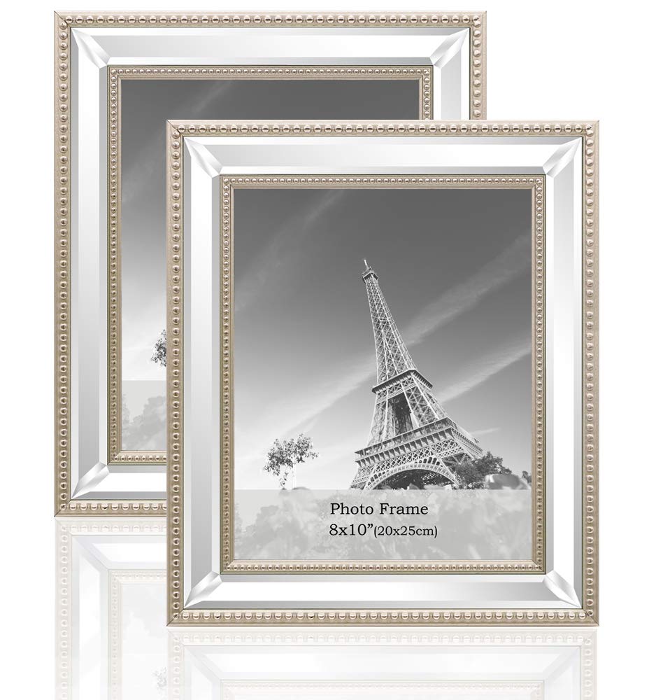 Photo 1 of Meetart 8x10 2 Pack Mirror Photo Frames Sets for Wall Pictures Decor or Table Stand