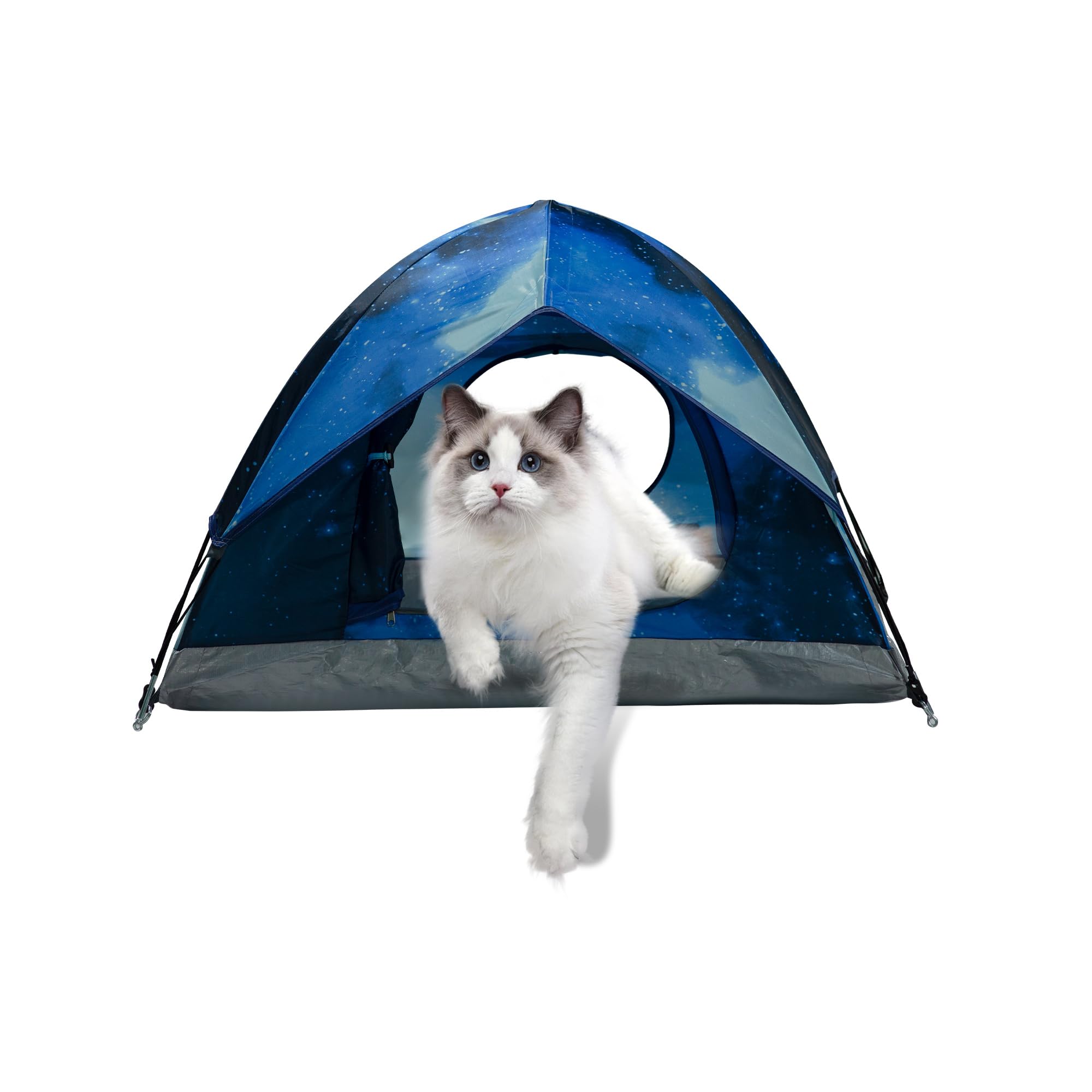 Photo 1 of ASFANES Outdoor Waterproof Pet Camping Tent, Cave Bed for Indoor Cats and Small Dogs, Portable Cat House Dog House, 29.5x29.5x18.9'', Navy Blue, M.