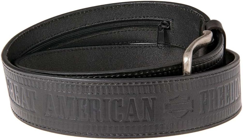 HarleyDavidson Men's Zipper Money Belt Genuine Leather Belt HDMBT11190