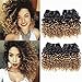 Curly Hair 4 Bundles Short Human Hair Kinky Curly Weave Ombre Brazilian Virgin huamn Hair (50 Gram/Bundle 8 Inches) (8