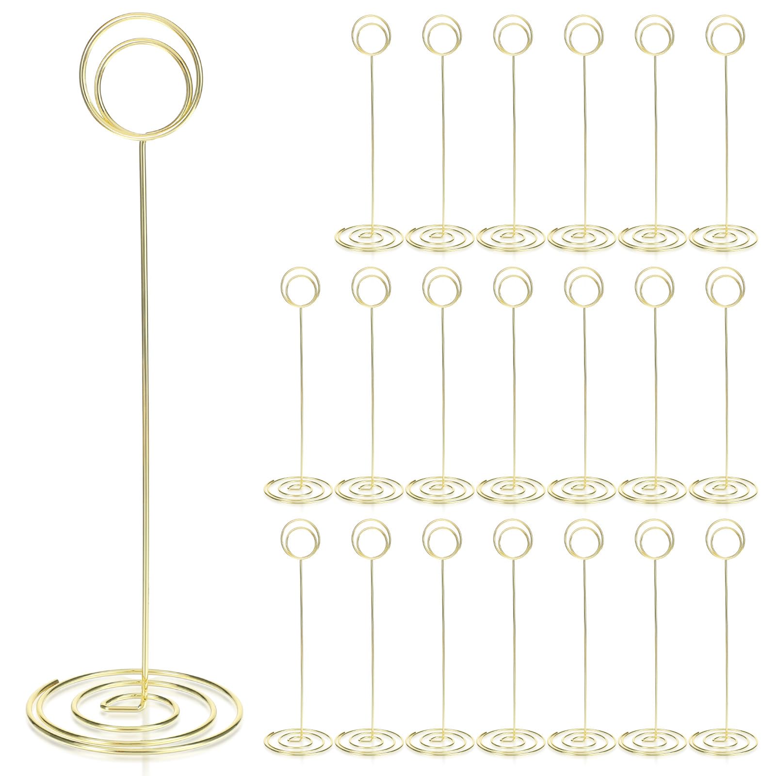 Photo 1 of 20 Pack 8.86 Inch Tall Table Number Holders Gold, Place Card Holder Gold Table Number Stands Wire Photo Holders Picture Name Menu Clips Memo Notes Cards Stand for Wedding Restaurants Birthday