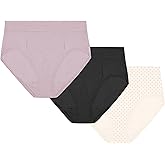 PLAYTEX womens High-cut Brief Underwear Pack, Plus-size Underwear Available, Tummy Smoothing, 3-pack