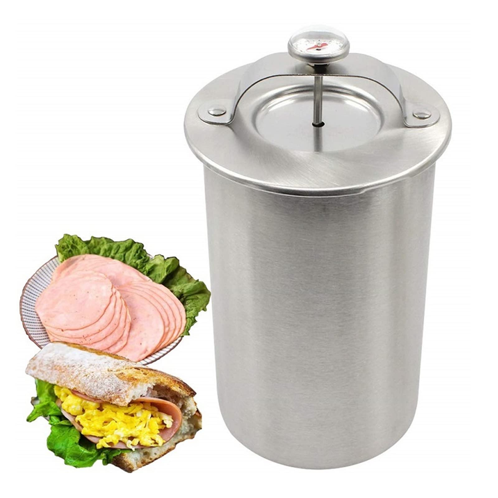 Joyeee Ham Maker, Stainless Steel Ham Meat Press Maker Machine with Thermometer, Used for Healthy Homemade Deli Meat Sandwich Cold Cuts Fish Poultry Seafood - Kitchen Bacon Meat Pressure Ham Cooker#1
