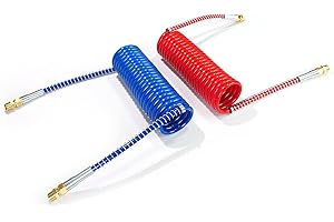 High Soar Air Brake Line Hose Coil Assembly Coiled Set 15 FT Air Hose with 1/2" NPT Fittings,Air Lines for Semi Truck Tractor Trailer Airline