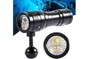APLOS AP70 Scuba Diving Video Light, 6000 Lumen, 135 Degrees Wide Beam Angle, Underwater Flashlight with Red UV Light