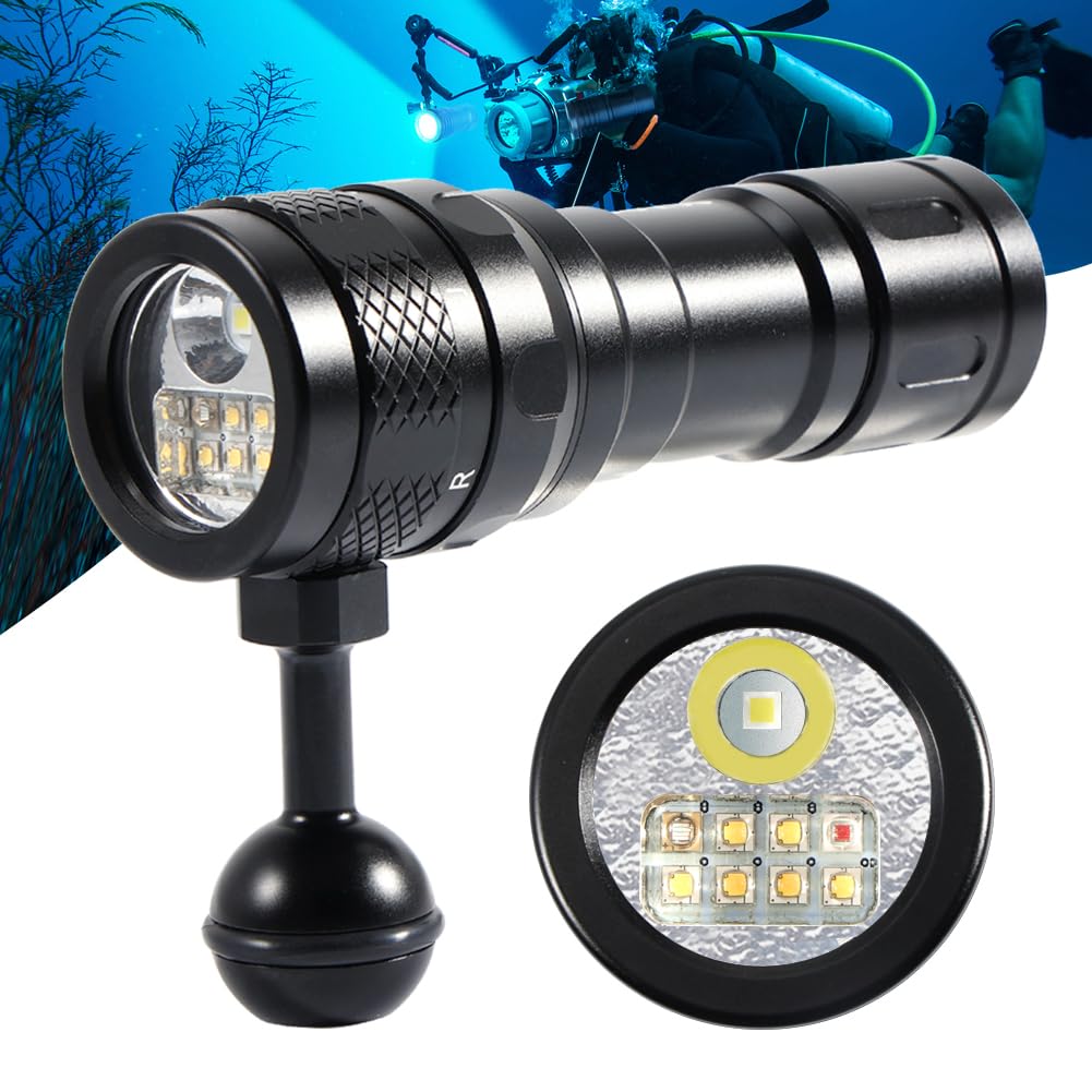 APLOS AP70 Scuba Diving Video Light, 6000 Lumen, 135 Degrees Wide Beam Angle, Underwater Flashlight with Red UV Light
