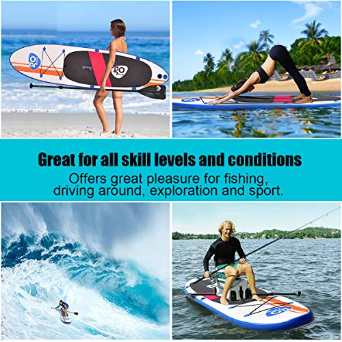 Goplus Inflatable Stand Up Paddle Board Package w/Fin Adjustable Paddle