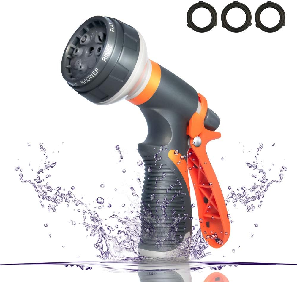 HEJUN Garden Hose Nozzle Sprayer, Hose Spray Nozzle with 8 Patterns, Water Hose Nozzle Heavy-Duty Nozzle for Hose Under High Pressure, Perfect for Watering Plants, Washing Cars and Showering Dogs & Pets : Garden & Outdoor