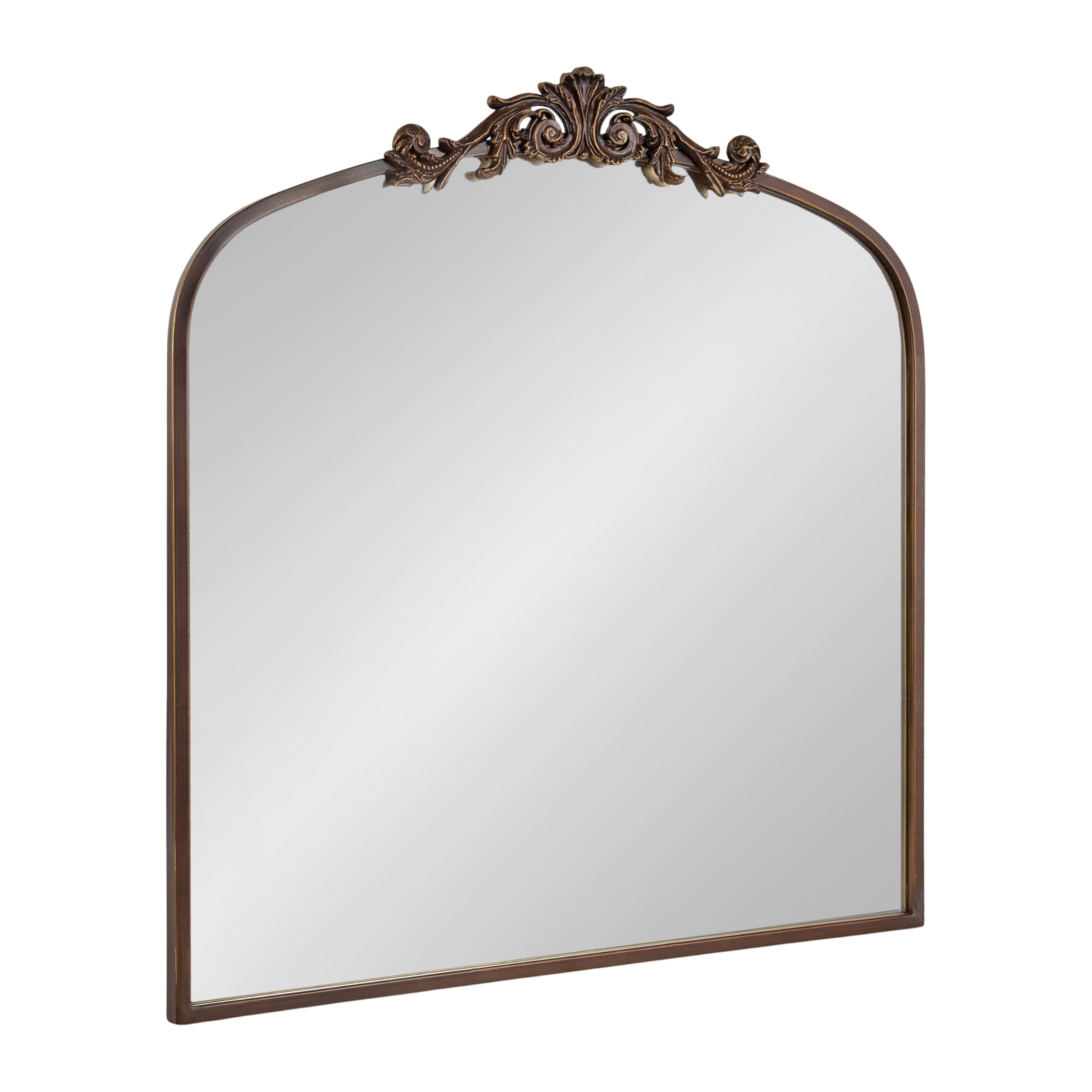 Kate and Laurel Arendahl Ornate Traditional Square Arched Mirror; 28 x 30; Bronze; Decorative Baroque Style Vintage Arch Mirror with Wide Frame and Ornamental Crown Image