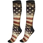 Figtihw Tie Dye Compression Socks Knee High Support Socks For Women Men Running Athletic Hiking