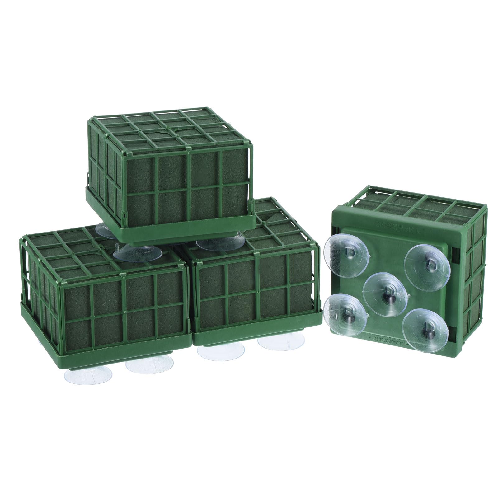 PATIKIL Floral Foam Cage Flower Holder, 4 Pack Square 4.5 x 4.5 x 3.5 Inch Cage Floral Foam with Suction Cups for Flower Arrangement Table Centerpiece