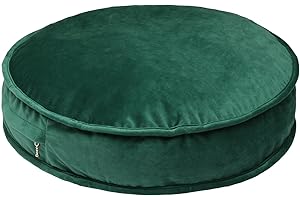 YIUOR Round Floor Pillow Cover Velvet Throw Seating Pouf Yoga Meditation Cushion Plush Case Reading Room Decor Cover Only (19.7IN, Green)