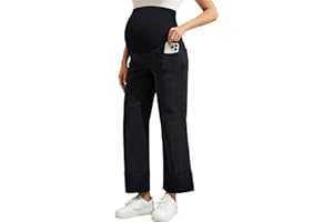 PACBREEZE Women's Maternity Jeans Straight Leg Cuffed Hem Comfy Stretchy Over Belly Denim Pregnancy Pants, S-XXL