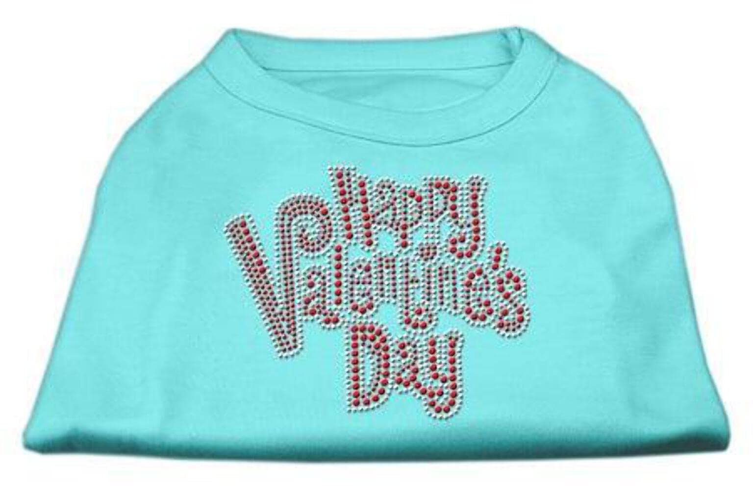 Mirage Pet Products Happy Valentines Day Rhinestone Dog Shirt, Small, Aqua