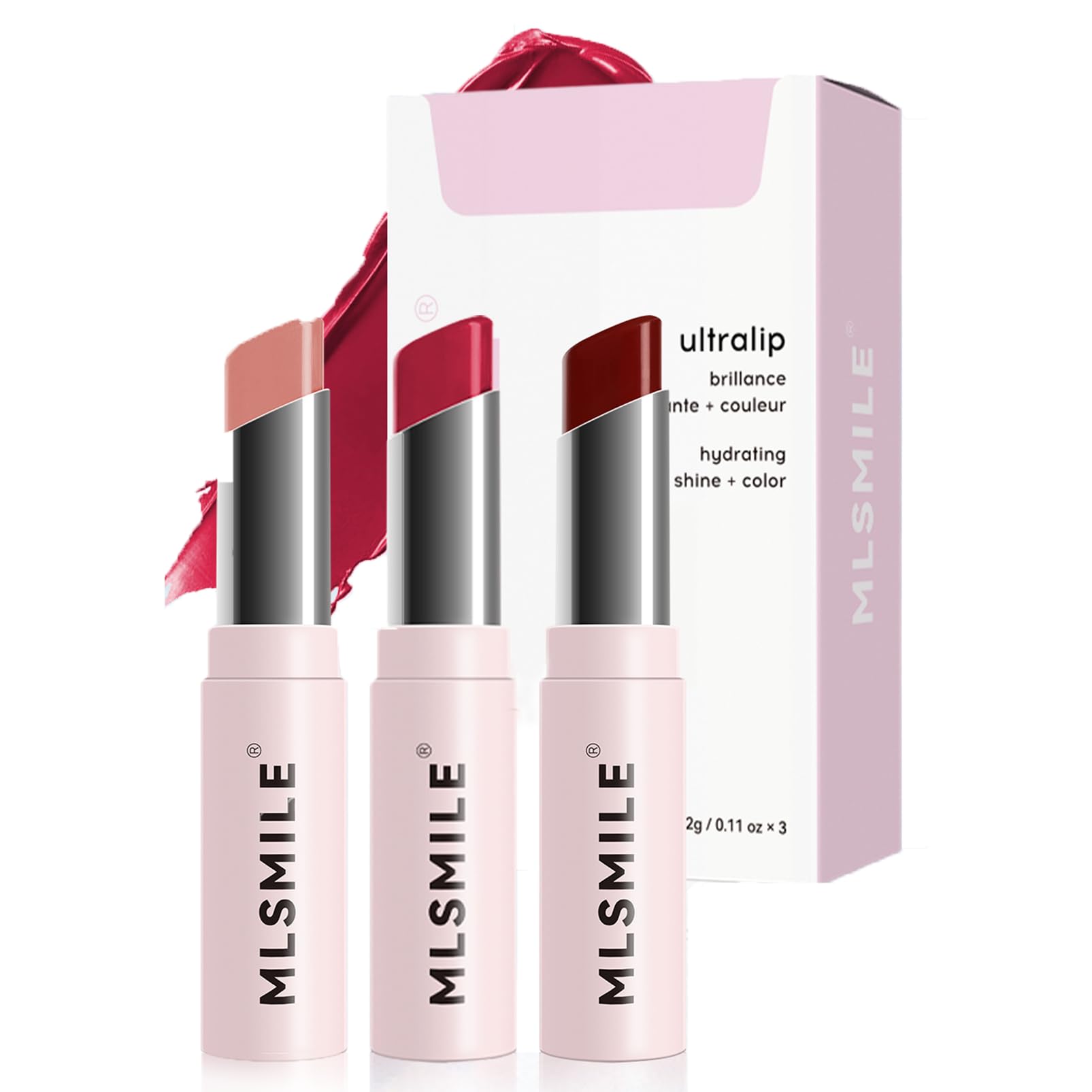 Lipstick Makeup Set for Women, 3pcs Long Lasting Nourishing Pink Magic Color Change Lipstick Set with Peach Gradient Package, Long Lasting Nutritious Lip Balm, Automatically Change Color