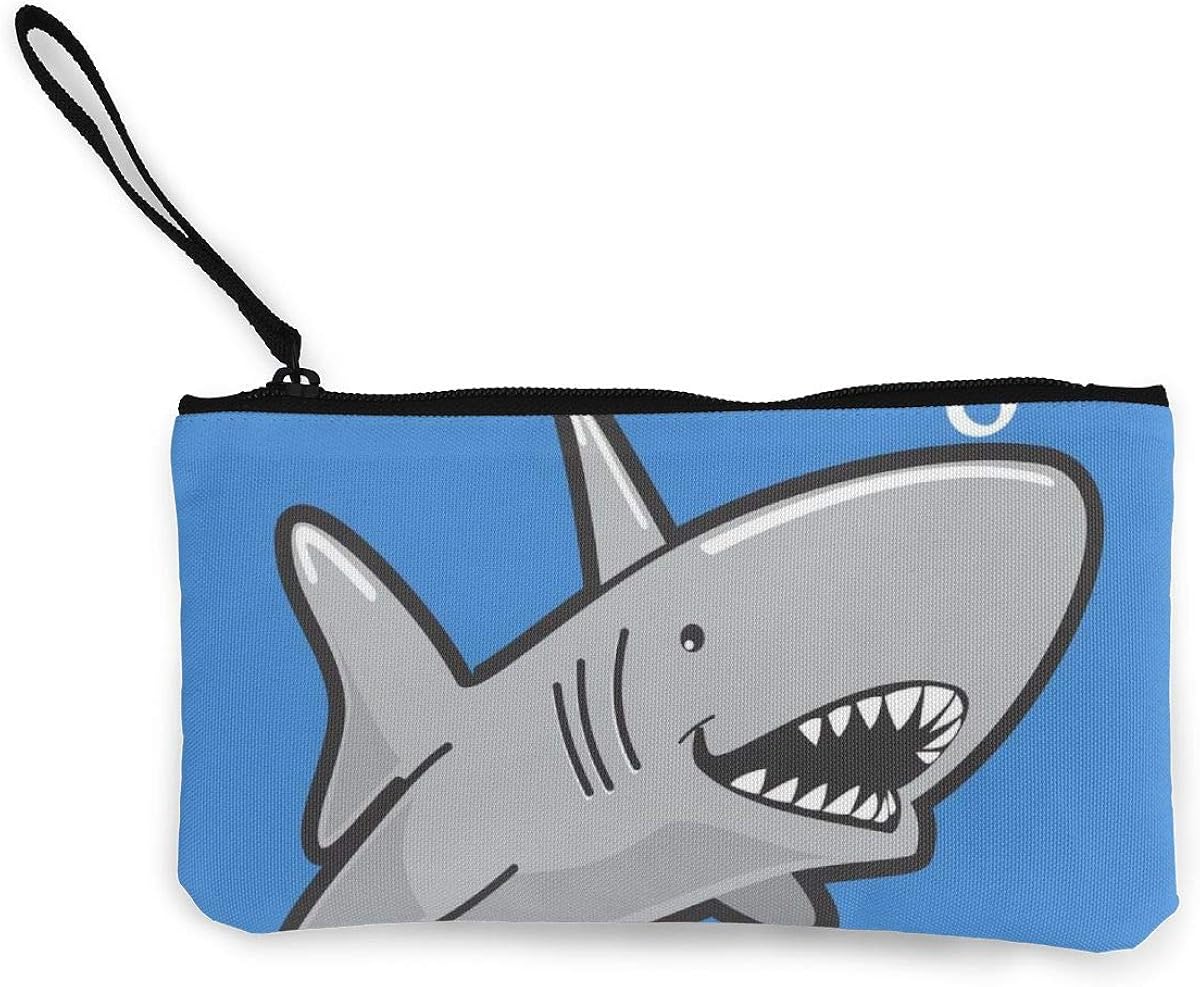 Shark Womens Canvas Coin Purse Mini Change Wallet Make Up Bag, Cellphone Bag With Handle Wallet Bag Change Pouch